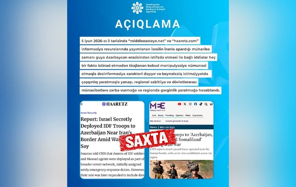 MEDİA:İsrail-İran müharibəsində Azərbaycan ərazisindən istifadə ilə bağlı iddialar açıq manipulyasiyadır