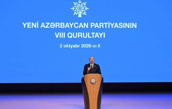 YAP-ın VIII Qurultayı keçirilib, İlham Əliyev çıxış edib