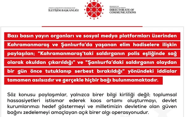 DMM: Kahramanmaraş və Şanlıurfadakı insidentlərlə bağlı dezinformasiyalar yayılır