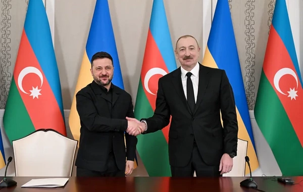 Президенты Азербайджана и Украины выступили с заявлениями для прессы - ФОТО