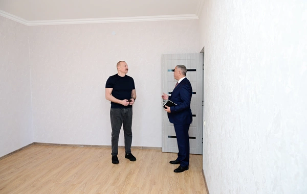 Prezident İlham Əliyev Xocalıda hərbi qulluqçular üçün nəzərdə tutulan fərdi evlərdə yaradılmış şəraitlə tanış olub