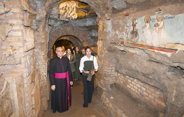 Мехрибан Алиева приняла участие в церемонии открытия проекта реставрации катакомб Святой Коммодиллы в Ватикане