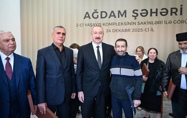 Президент Ильхам Алиев принял участие в открытии 2-го жилого комплекса в Агдаме