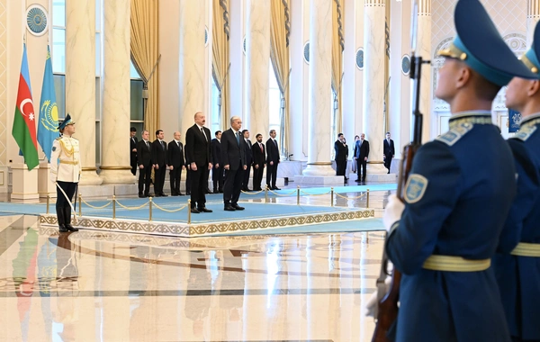 В Астане состоялась церемония официальной встречи Президента Азербайджана Ильхама Алиева