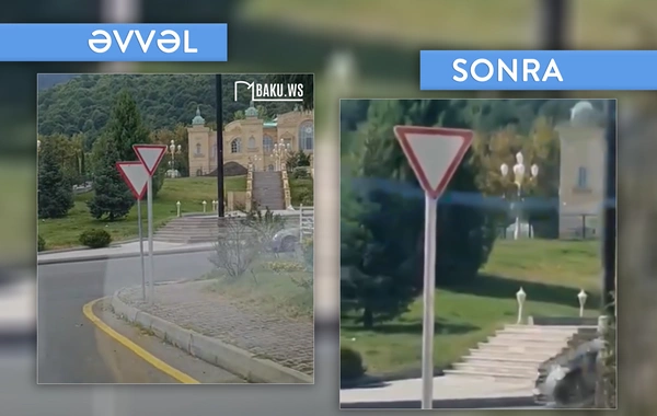 Qəbələdə çaşqınlığa səbəb olan yoldakı nişan aradan qaldırıldı
