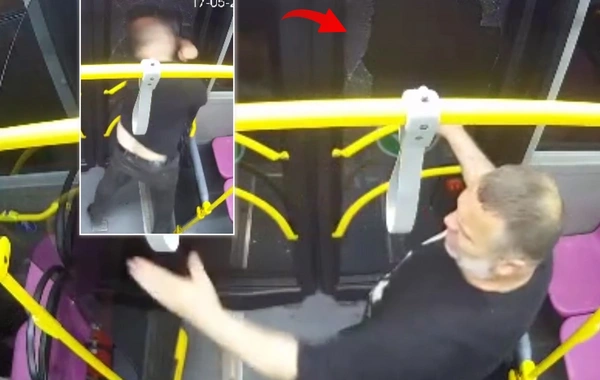 В Баку пьяный пассажир разбил стекло автобуса