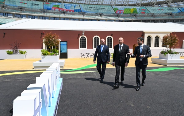Prezident İlham Əliyev Bakı Olimpiya Stadionunun ərazisində WUF13 ilə bağlı görülən işlərlə tanış olub