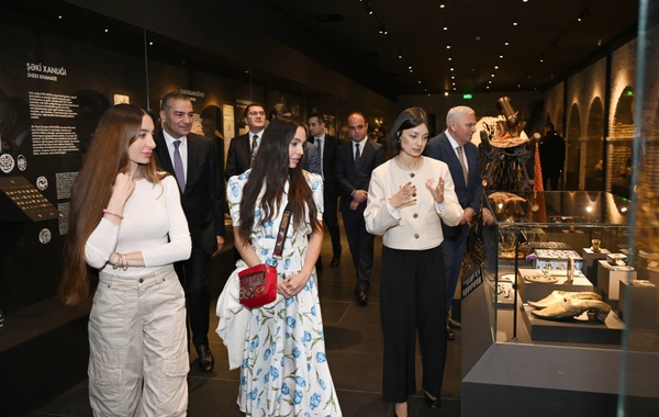 Leyla Əliyeva və Arzu Əliyeva Şəkidə tarixi-memarlıq abidələrinin bərpadan sonra açılışında iştirak ediblər