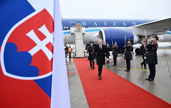 The President of Azerbaijan Ilham Aliyev arrived on an official visit to Slovakia
