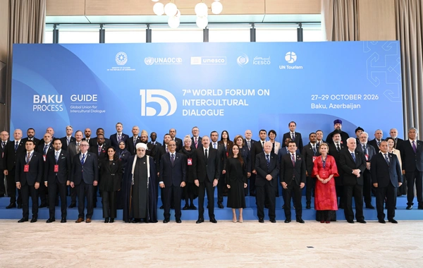 Prezident İlham Əliyev VII Ümumdünya Mədəniyyətlərarası Dialoq Forumunun açılışında çıxış edir