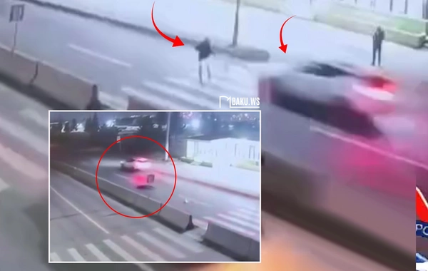 Bakı-Şamaxı yolunda piyadanın avtomobillə vurulmasının ANBAAN GÖRÜNTÜLƏRİ