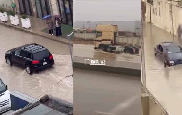 Bakı və Abşeronda güclü yağışlar nəqliyyatı iflic edib - GÖRÜNTÜLƏR