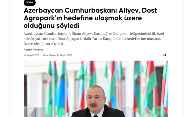 Dünya mediası Prezident İlham Əliyevin Zəngilanda çıxışı zamanı verdiyi mesajlardan yazır
