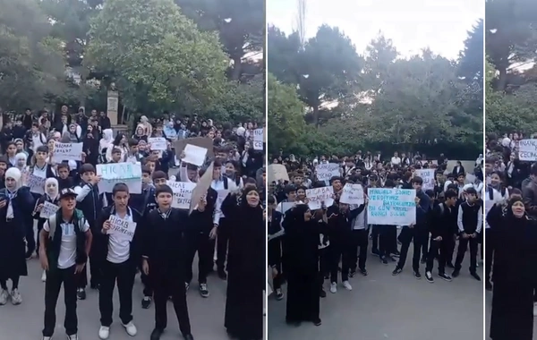 Məktəbin qarşısında dini radikal şüarlar səsləndirildi - Uşaqları alət etdilər