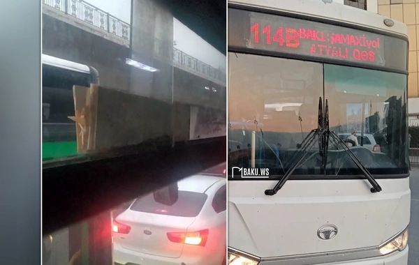 Şüşəsinə taxta qoyulmuş avtobus xəttə buraxıldı