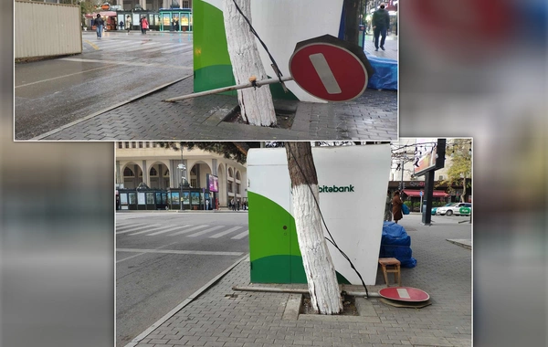 Bakıda yol nişanı aşıb