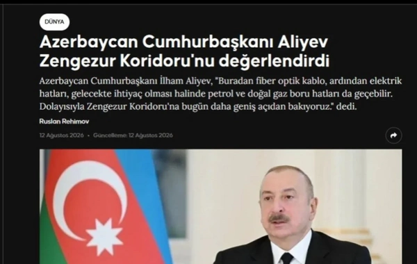 Dünya mediası Prezident İlham Əliyevin Naxçıvanda səsləndirdiyi fikirlərə geniş yer ayırıb