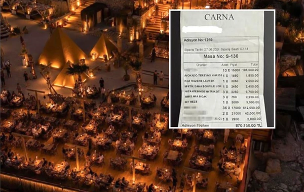 Bu kurort mərkəzində müştəri restorana 870 000 hesab ödədi