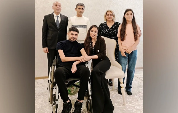 Leyla Əliyeva Vətən müharibəsi qazisi Rəvan Əzizovla görüşüb