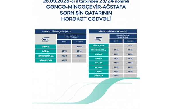 ADY ilk dəfə regiondaxili marşrut üzrə sərnişin daşımalarına başlayır - CƏDVƏL
