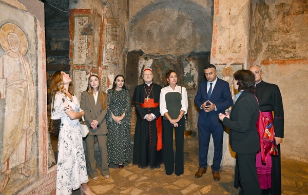 Мехрибан Алиева приняла участие в церемонии открытия проекта реставрации катакомб Святой Коммодиллы в Ватикане