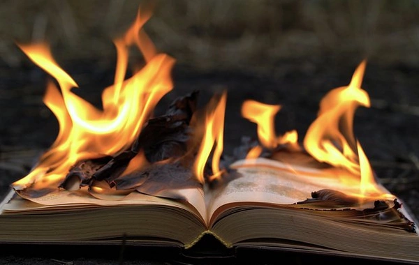 In Berlin, a man set fire to several books in a library due to distortion of history