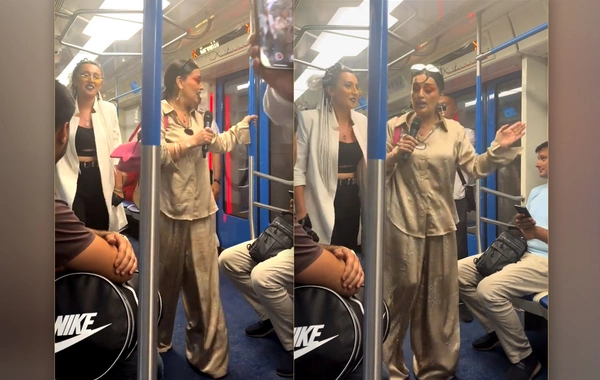 Elza Seyidcahan metroda mahnı oxudu