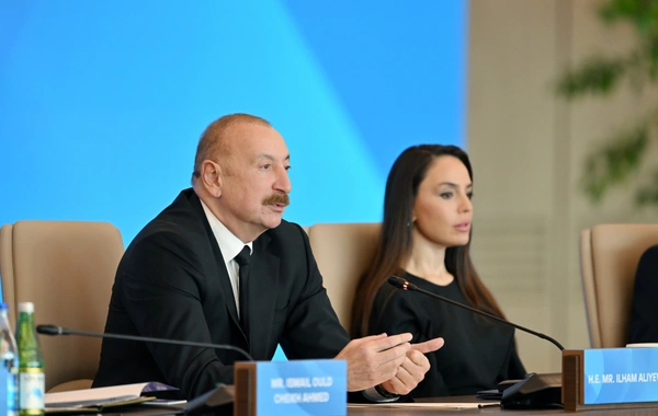 İlham Əliyev VII Ümumdünya Mədəniyyətlərarası Dialoq Forumunun açılışında çıxış edib