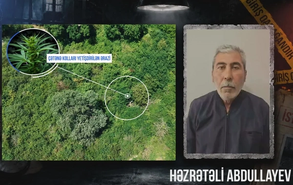 Qaxda çay sahilində çətənə kolu yetişdirən şəxsin saxlanılmasının ƏMƏLİYYAT GÖRÜNTÜSÜ
