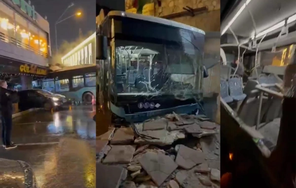 Biləcəridə avtobus qəza törədib obyektə çırpıldı - TƏFƏRRÜAT