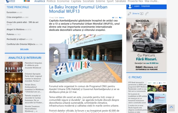 Bakıda keçirilən WUF13 dünya mediasının diqqət mərkəzindədir