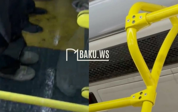 9 nömrəli avtobusda sərnişinlərin üzərinə çirkli su axıb