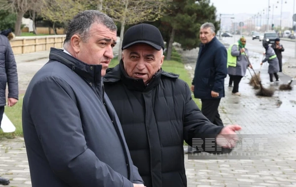 8 noyabr prospektində yağışın yaratdığı fəsadlar aradan qaldırılır