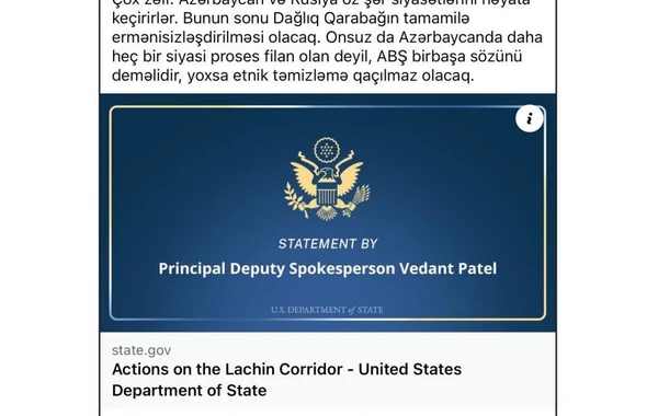 Milli, etnik və dini düşmənçiliyin salınmasına hesablanmış anti-Azərbaycan şəbəkə