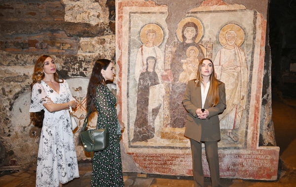 Мехрибан Алиева приняла участие в церемонии открытия проекта реставрации катакомб Святой Коммодиллы в Ватикане