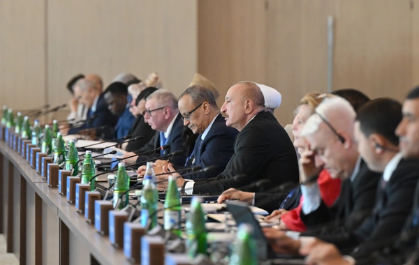 İlham Əliyev VII Ümumdünya Mədəniyyətlərarası Dialoq Forumunun açılışında çıxış edib