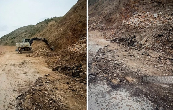 Naxçıvanda avtomobil yoluna düşən qaya parçaları hərəkəti məhdudlaşdırıb