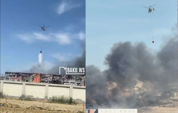 Lökbatanda anbardakı yanğının söndürülməsinə 2 helikopter cəlb olunub - YENİLƏNİB-4