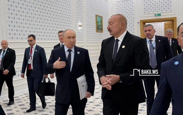 MDB dövlət başçıları görüşü çərçivəsində İlham Əliyev Vladimir Putin və Sərdar Berdiməhəmmədovla görüşüb