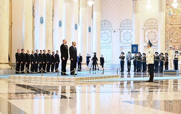 В Астане состоялась церемония официальной встречи Президента Азербайджана Ильхама Алиева