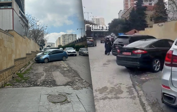 Avtomobillər səkini ZƏBT ETDİ - piyadalar çətinlik çəkirlər