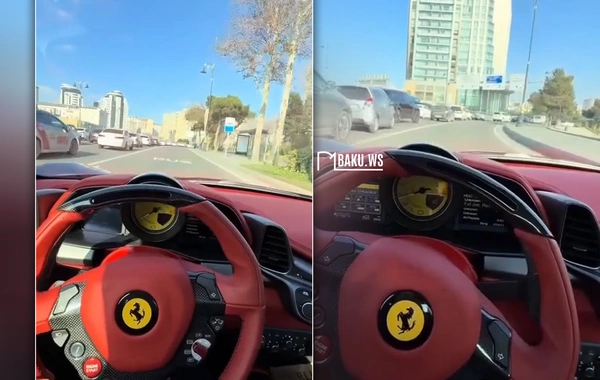 Bakıda Ferrarinin sürücüsü qaydaları kobud şəkildə pozdu