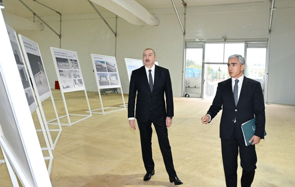 İlham Əliyev Olimpiya Stadionunun ərazisində COP29-a hazırlıqla bağlı görülən işlərlə tanış olub