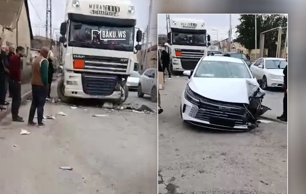 Bakıda ağır QƏZA: BYD və yük maşını TOQQUŞDU