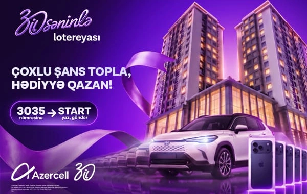 Azercell-in yubiley lotereyasında Fakturasız xətt abunəçiləri üçün hər həftə 7 iPhone və bir Toyota Corolla Cross uduşa çıxarılır!