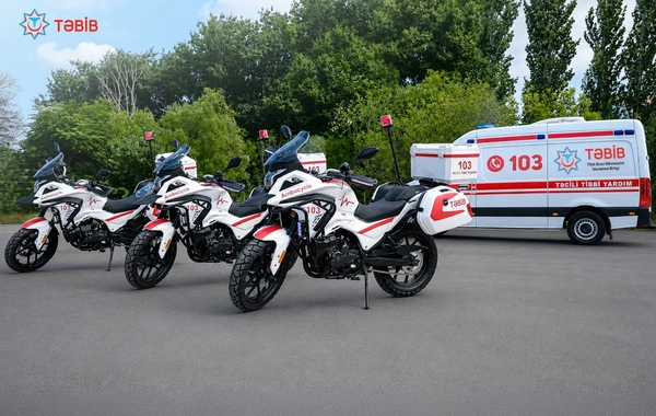 Azərbaycanda ilk dəfə motosikletlər təcili tibbi yardım xidmətinə cəlb olunub