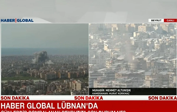 "Haber Global"ın canlı yayımı zamanı Beyrutda partlayış baş verib