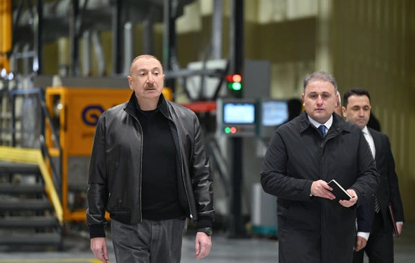 İlham Əliyev Tərtər elektromexanika zavodunun yenidənqurmadan sonra açılışında iştirak edib