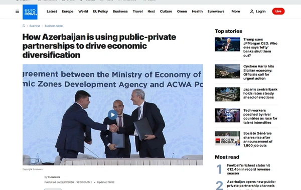 Euronews Azərbaycanda dövlət-özəl tərəfdaşlığının inkişafı ilə bağlı video yayımlayıb