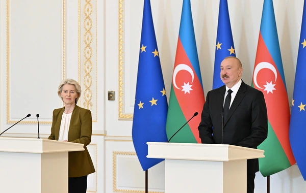 İlham Əliyev və Ursula fon der Lyayen mətbuata bəyanatlarla çıxış ediblər